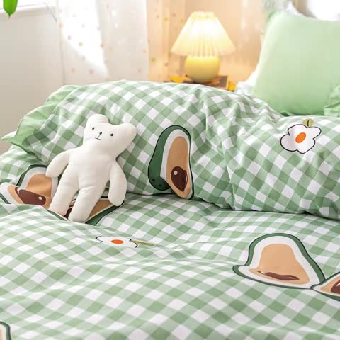 91家纺网 家纺一手货源 找家纺 靓生活 2021新款韩版磨毛四件套 阳光尤果-清浅绿