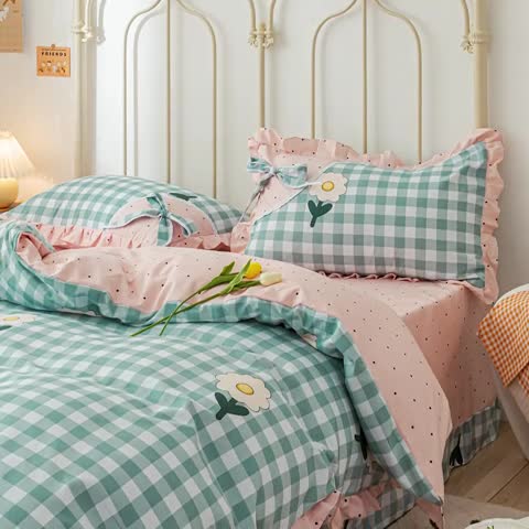 91家纺网 家纺一手货源 找家纺 靓生活 2021新款韩版磨毛四件套 秋雨初晴-清新蓝