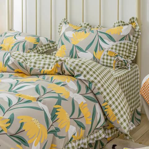 91家纺网 家纺一手货源 找家纺 靓生活 2021新款韩版磨毛四件套 芬芳迷人-绅士灰