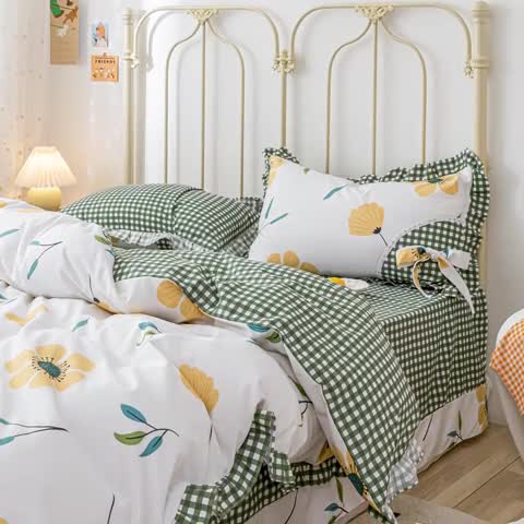 91家纺网 家纺一手货源 找家纺 靓生活 2021新款韩版磨毛四件套 清甜夏日-奶油粉