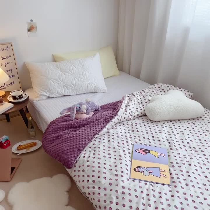 91家纺网 家纺一手货源 找家纺 星期八 2021新韩国超ins进口安抚豆豆冬被子春秋被紫韵