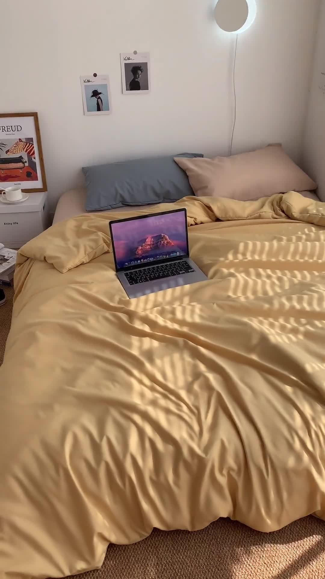 91家纺网 家纺一手货源 找家纺 曼谷新款ins美棉磨毛纯色混搭拼色四件套 布丁奶茶+海盐