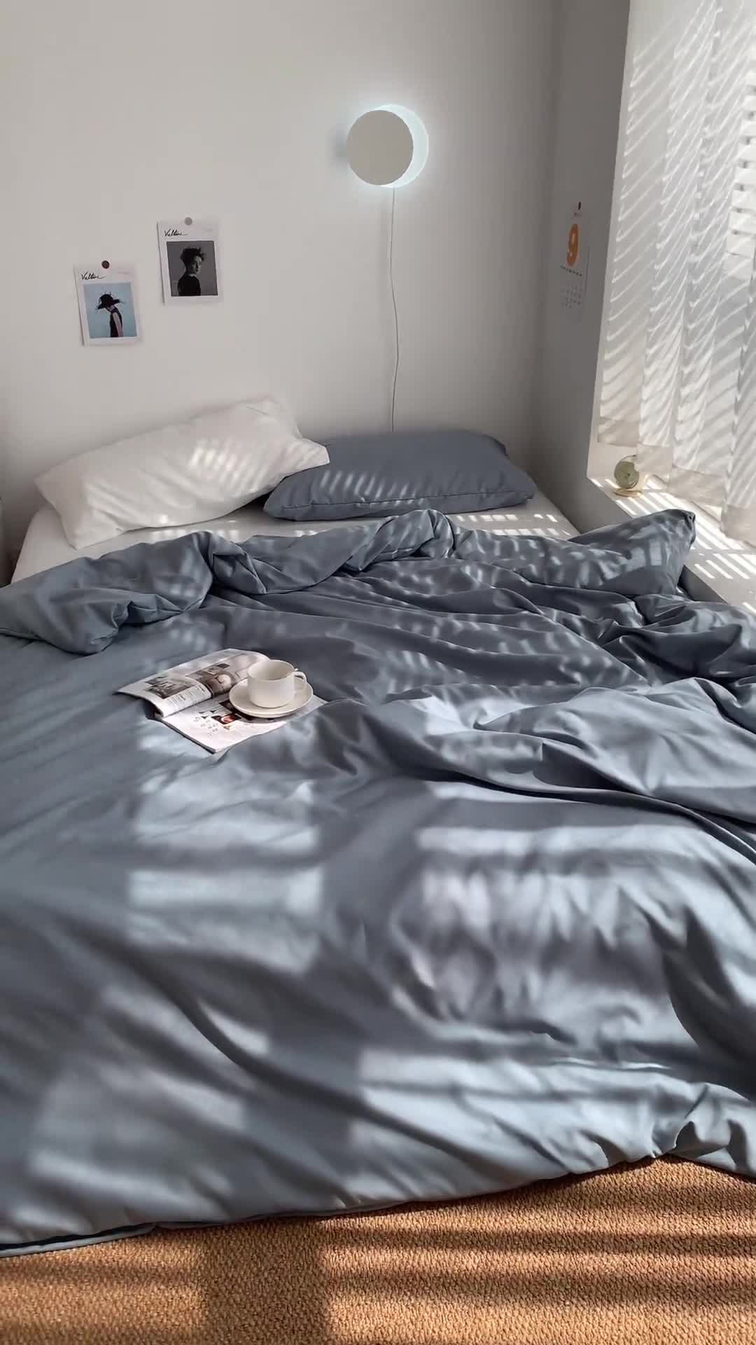 91家纺网 家纺一手货源 找家纺 曼谷新款ins美棉磨毛纯色混搭拼色四件套 海盐椰奶