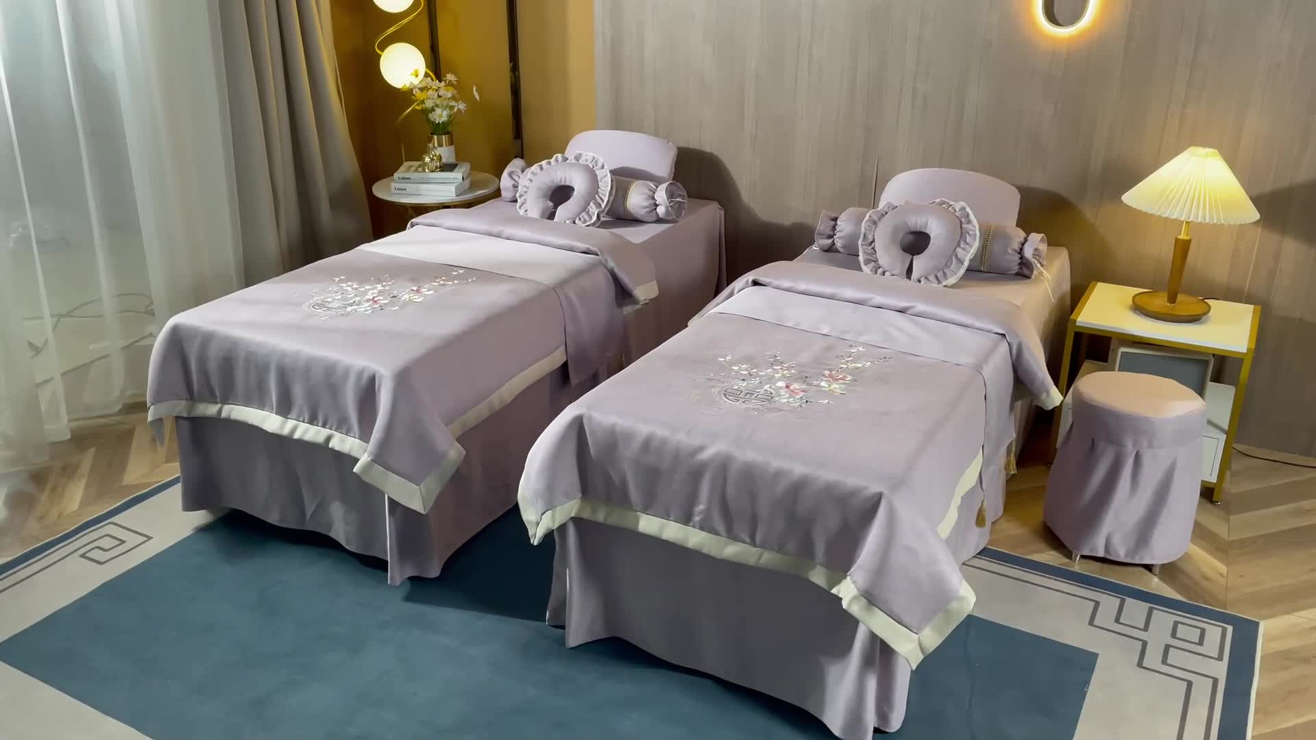 91家纺网 家纺一手货源 找家纺 不打烊家纺 2021新款美容床罩 四季如春-浅紫色