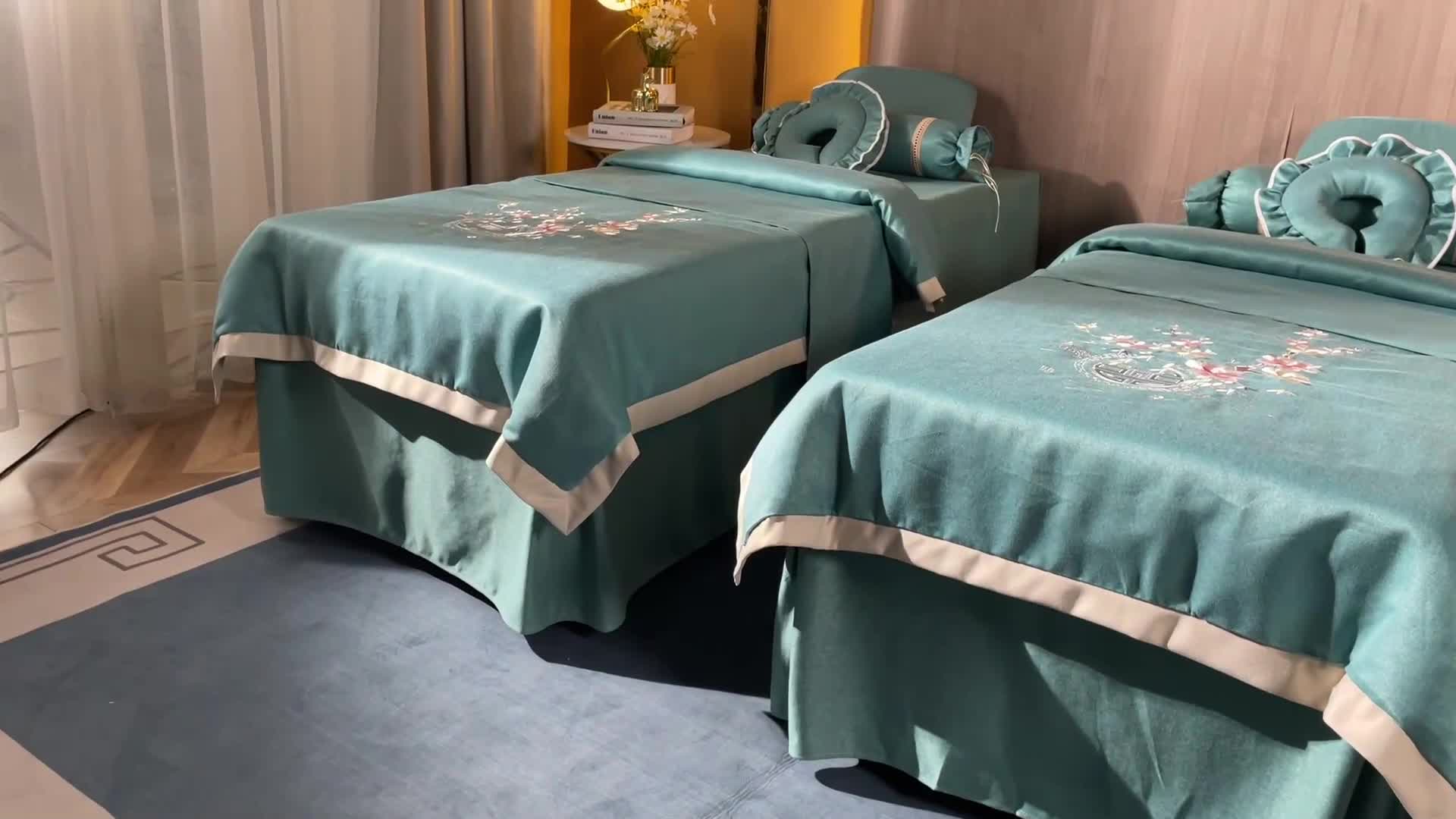 91家纺网 家纺一手货源 找家纺 不打烊家纺 2021新款美容床罩 四季如春-孔雀绿