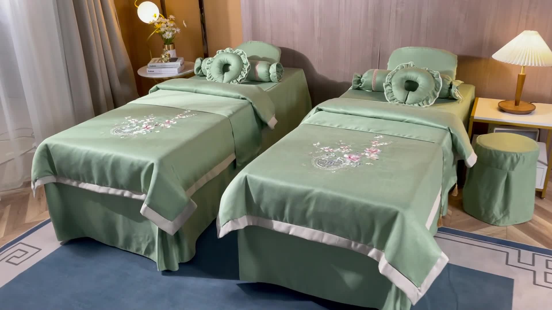 91家纺网 家纺一手货源 找家纺 不打烊家纺 2021新款美容床罩 四季如春-果绿