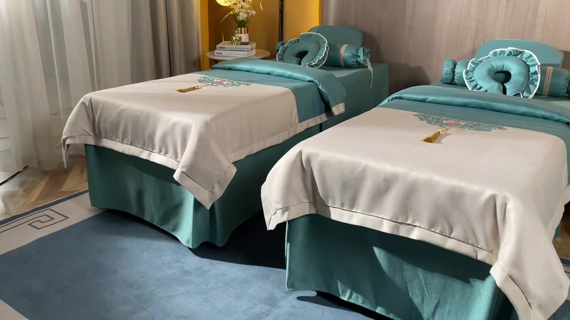 91家纺网 家纺一手货源 找家纺 不打烊家纺 2021新款美容床罩 锦绣中华-孔雀绿