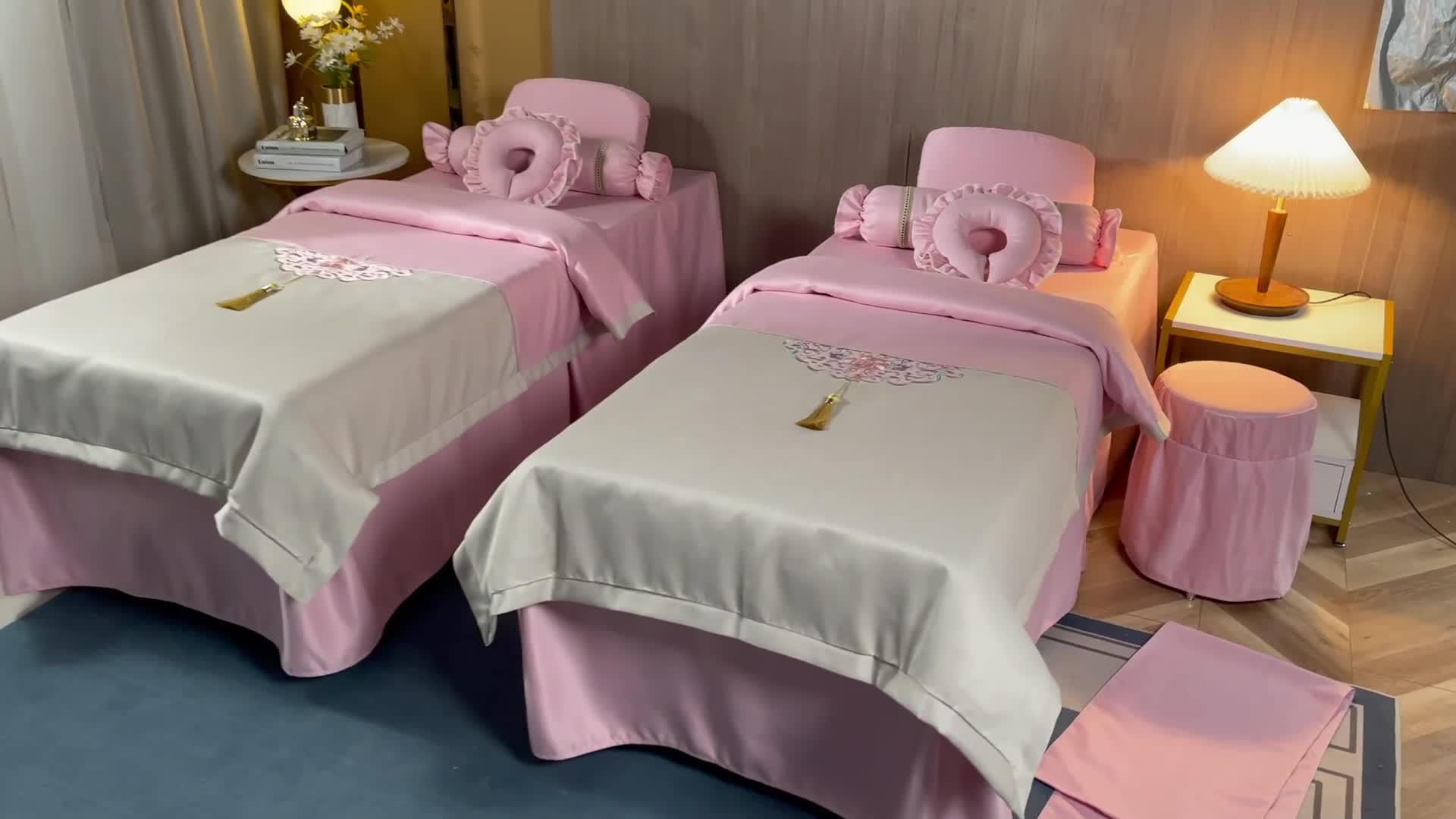 91家纺网 家纺一手货源 找家纺 不打烊家纺 2021新款美容床罩 锦绣中华-粉色