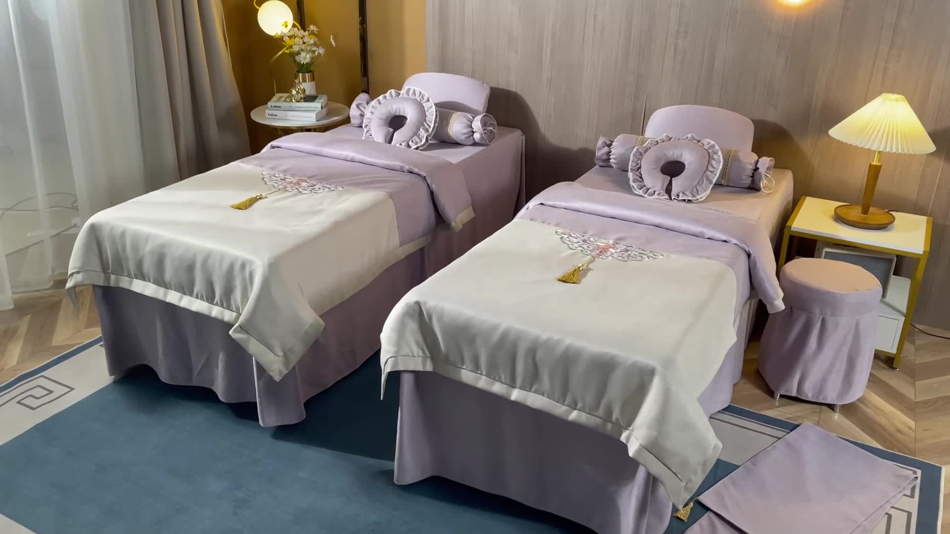 91家纺网 家纺一手货源 找家纺 不打烊家纺 2021新款美容床罩 春风拂面-浅紫色