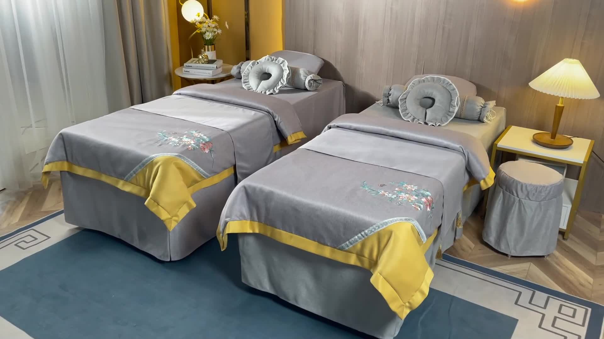 91家纺网 家纺一手货源 找家纺 不打烊家纺 2021新款美容床罩 春风拂面-灰色