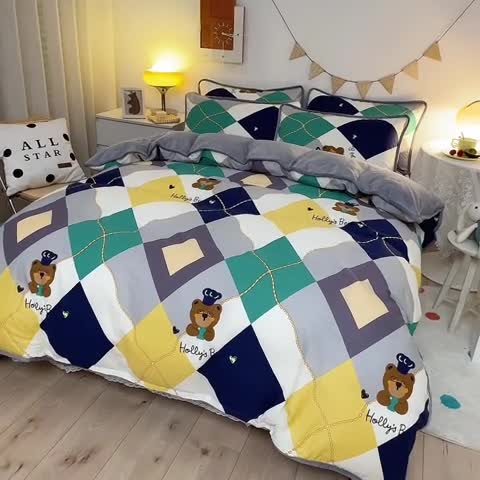 91家纺网 家纺一手货源 找家纺 琪琪阁 2021新款全棉+牛奶绒四件套 爱尔威