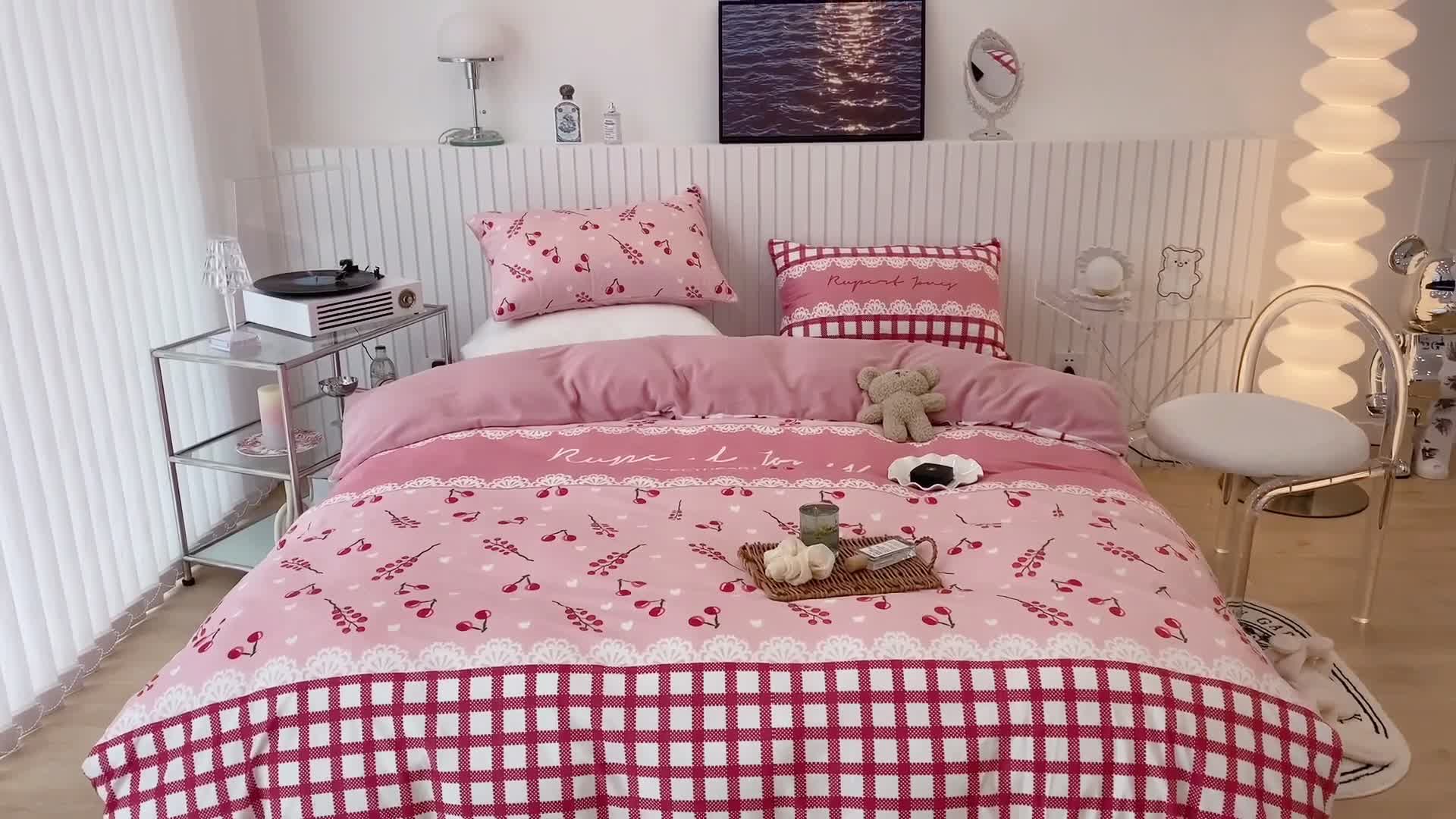 91家纺网 家纺一手货源 找家纺 昔可家纺 2021新款大版宝宝牛奶绒四件套 冬日果实