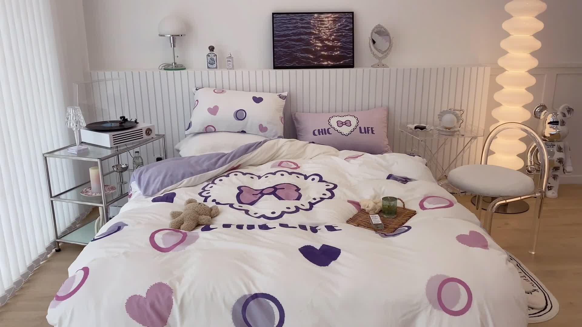 91家纺网 家纺一手货源 找家纺 昔可家纺 2021新款大版宝宝牛奶绒四件套 少女心蝴蝶结