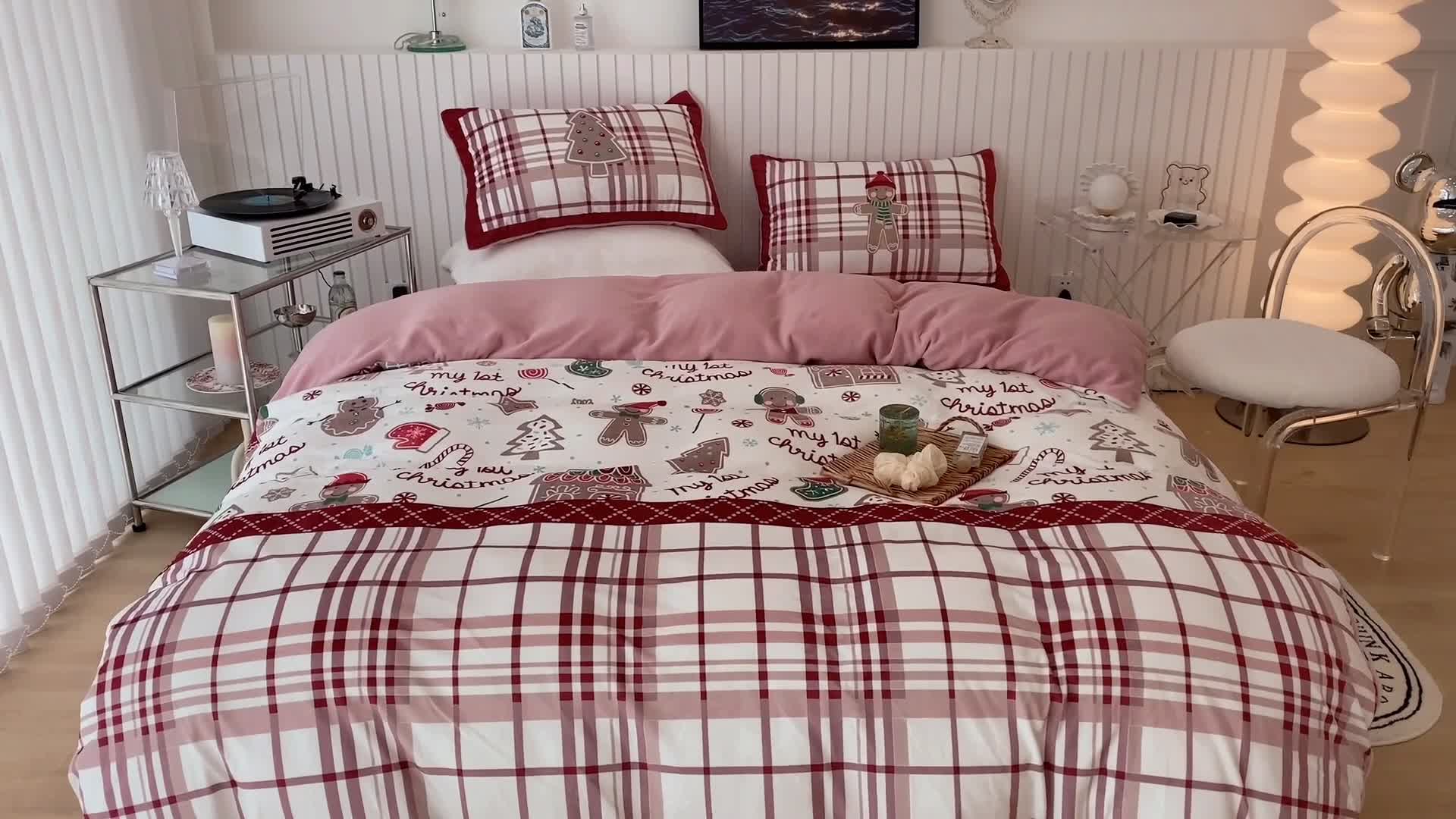 91家纺网 家纺一手货源 找家纺 昔可家纺 2021新款大版宝宝牛奶绒四件套 圣诞礼物