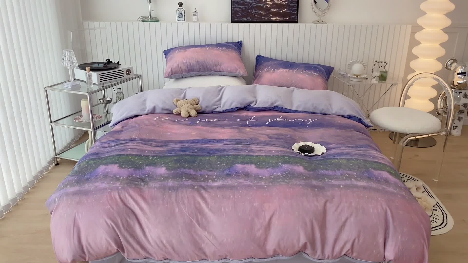 91家纺网 家纺一手货源 找家纺 昔可家纺 2021新款大版宝宝牛奶绒四件套 星辰大海