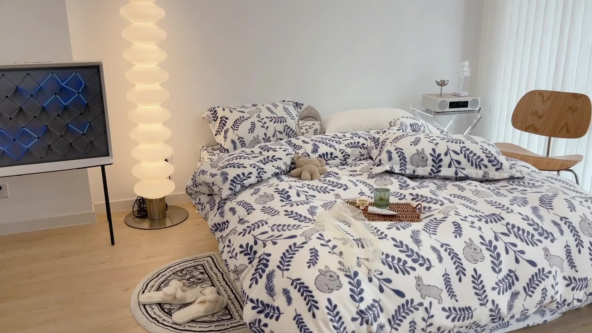 91家纺网 家纺一手货源 找家纺 昔可家纺 2021新款牛奶绒四件套-二批 森系小兔