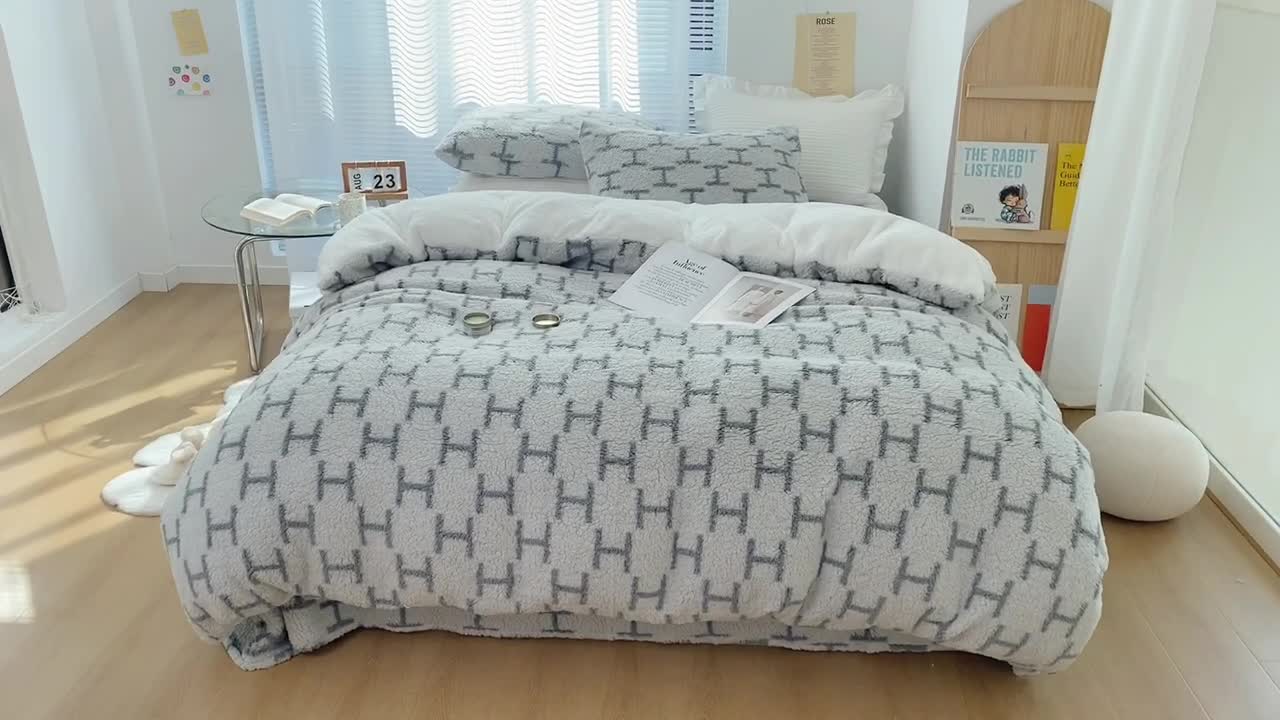 91家纺网 家纺一手货源 找家纺 昔可 2021新款泰迪羊羔绒四件套 时尚H