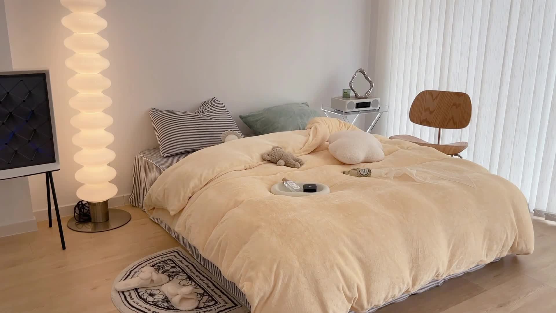 91家纺网 家纺一手货源 找家纺 昔可家纺 2021新款撞色牛奶绒四件套 芝士奶油黄