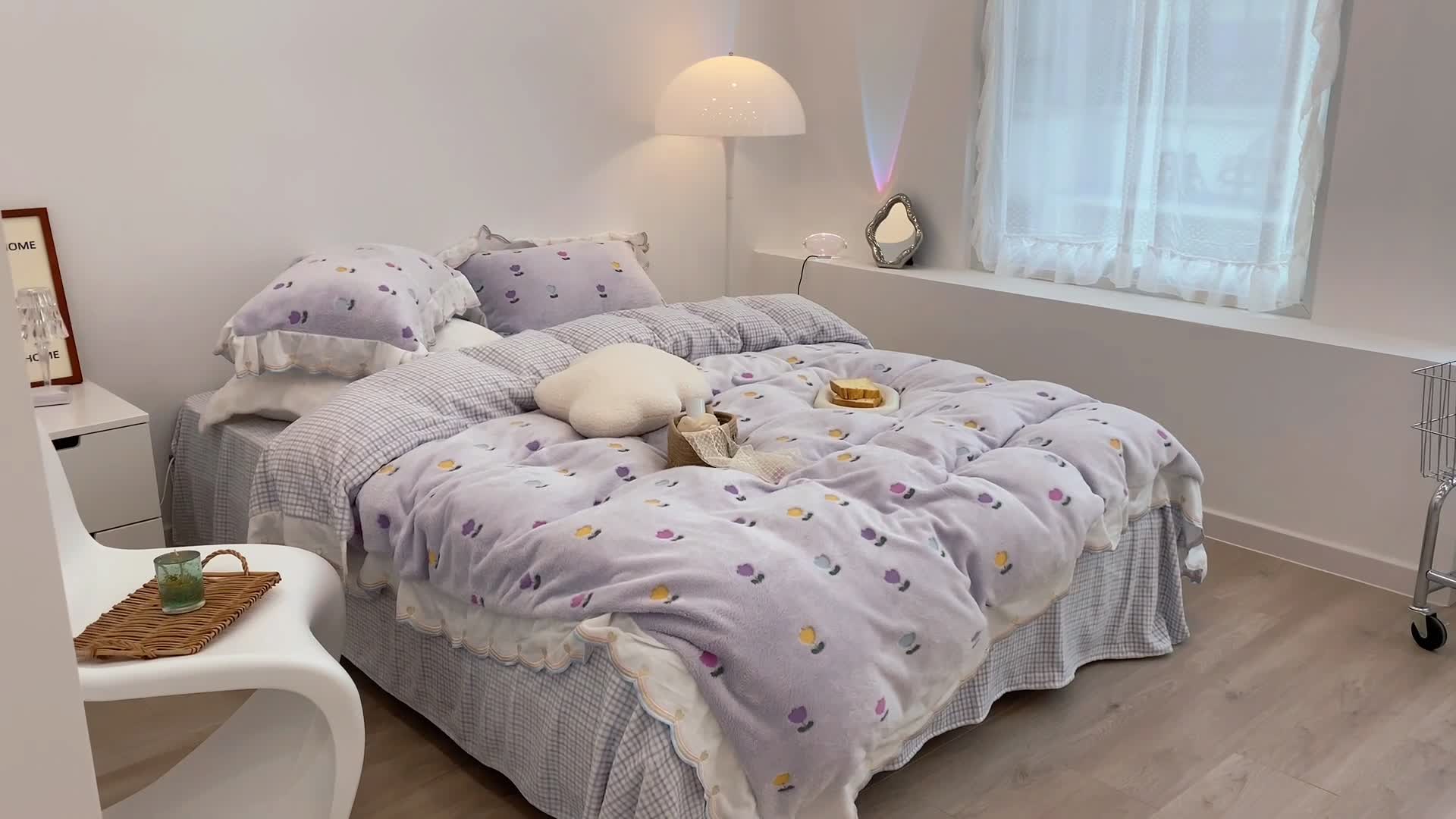 91家纺网 家纺一手货源 找家纺 昔可家纺 2021新款coco雪貂绒四件套 小郁金香紫