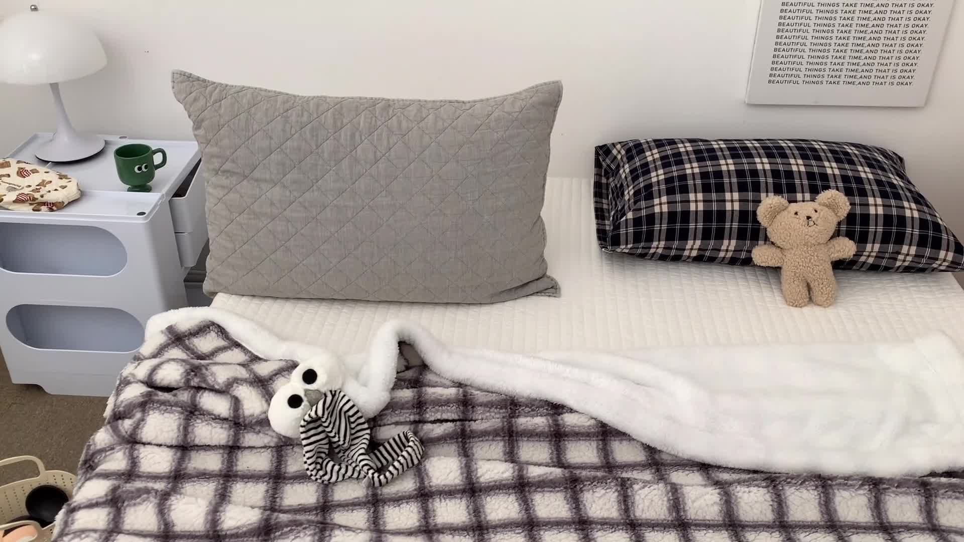 91家纺网 家纺一手货源 找家纺 昔可家纺 2021新款羊羔泰迪绒印花毛毯-第二组图小香风格子