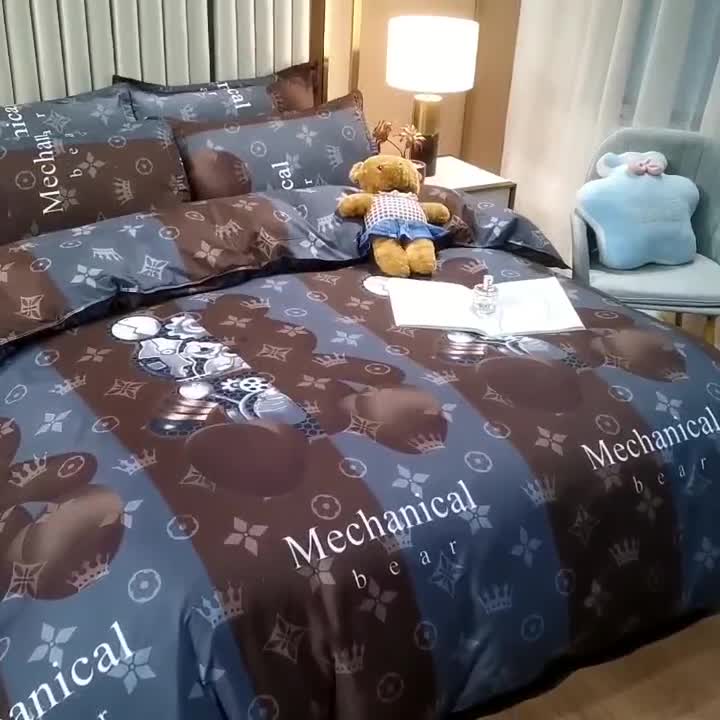 91家纺网 家纺一手货源 找家纺 乐居坊2021新款芦荟棉四件套 轻奢熊