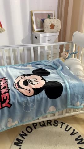 91家纺网 家纺一手货源 找家纺 小芽家居 2024新款拉舍尔绒婴儿毯毛毯儿童毯 米奇