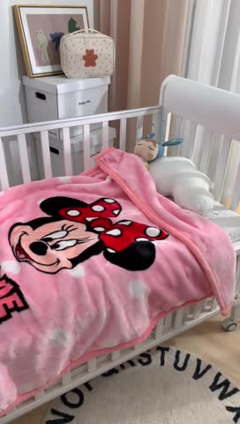 91家纺网 家纺一手货源 找家纺 小芽家居 2024新款拉舍尔绒婴儿毯毛毯儿童毯 米妮