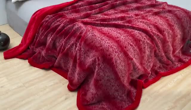 91家纺网 家纺一手货源 找家纺 凯轩毛毛毯毯子2024新款双层仿水貂皮草毛毯毯子 深红色