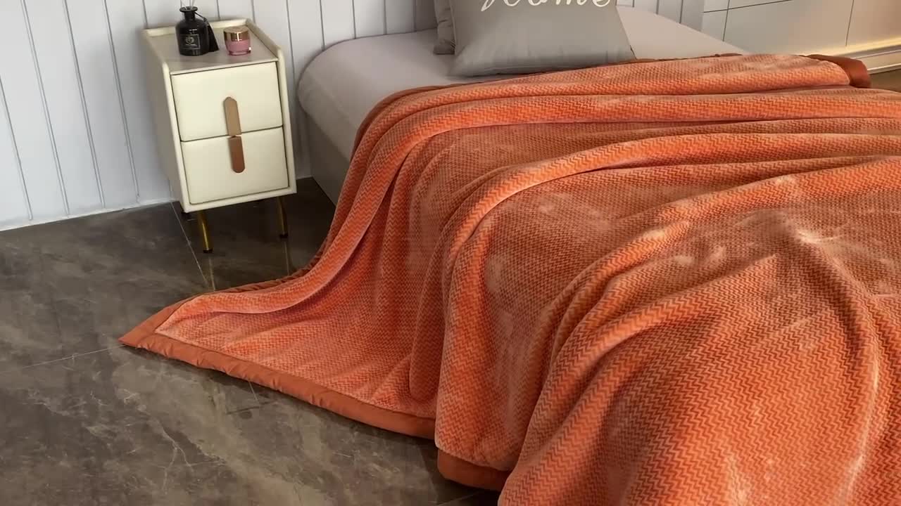91家纺网 家纺一手货源 找家纺 凯轩毛毛毯毯子 2024新款精品韩素云毛毯毯子 橙色