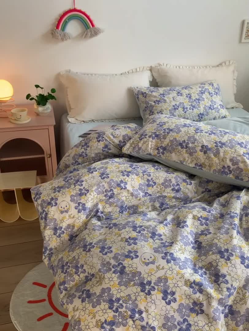 91家纺网 家纺一手货源 找家纺 怡家居 2021新款AB版棉加绒四件套卡通系列 奇趣-蓝