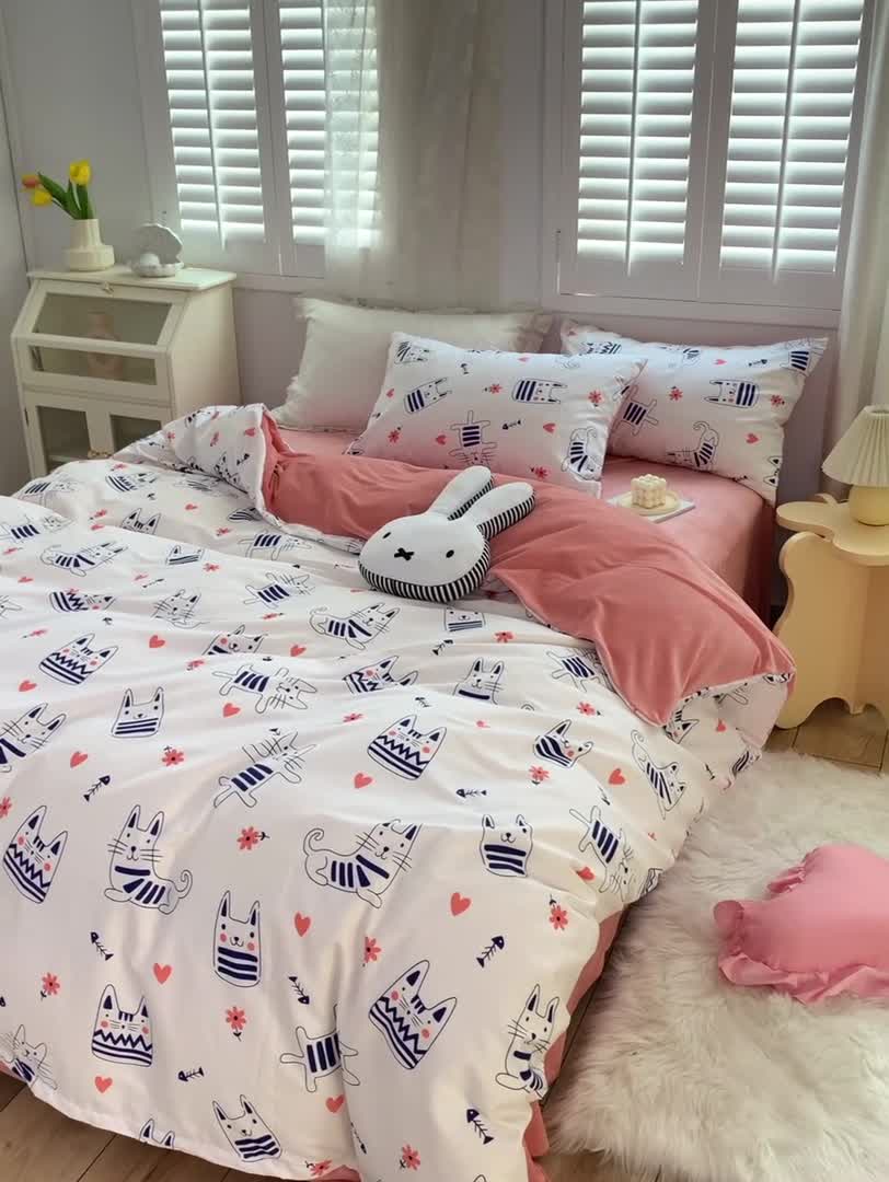 91家纺网 家纺一手货源 找家纺 怡家居 2021新款AB版棉加绒四件套卡通系列 小精灵