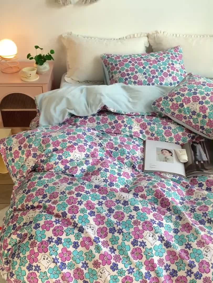 91家纺网 家纺一手货源 找家纺 怡家居 2021新款AB版棉加绒四件套卡通系列 小萌宠