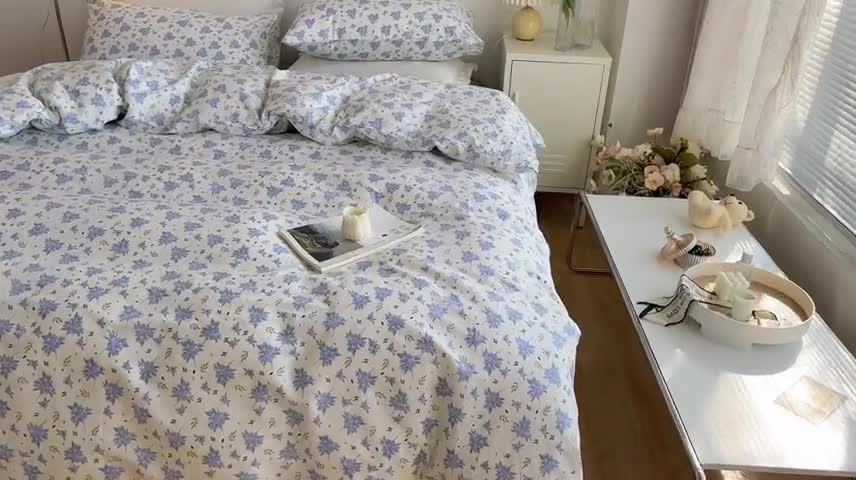 91家纺网 家纺一手货源 找家纺 艾沁家纺13372纯棉碎花四件套花期