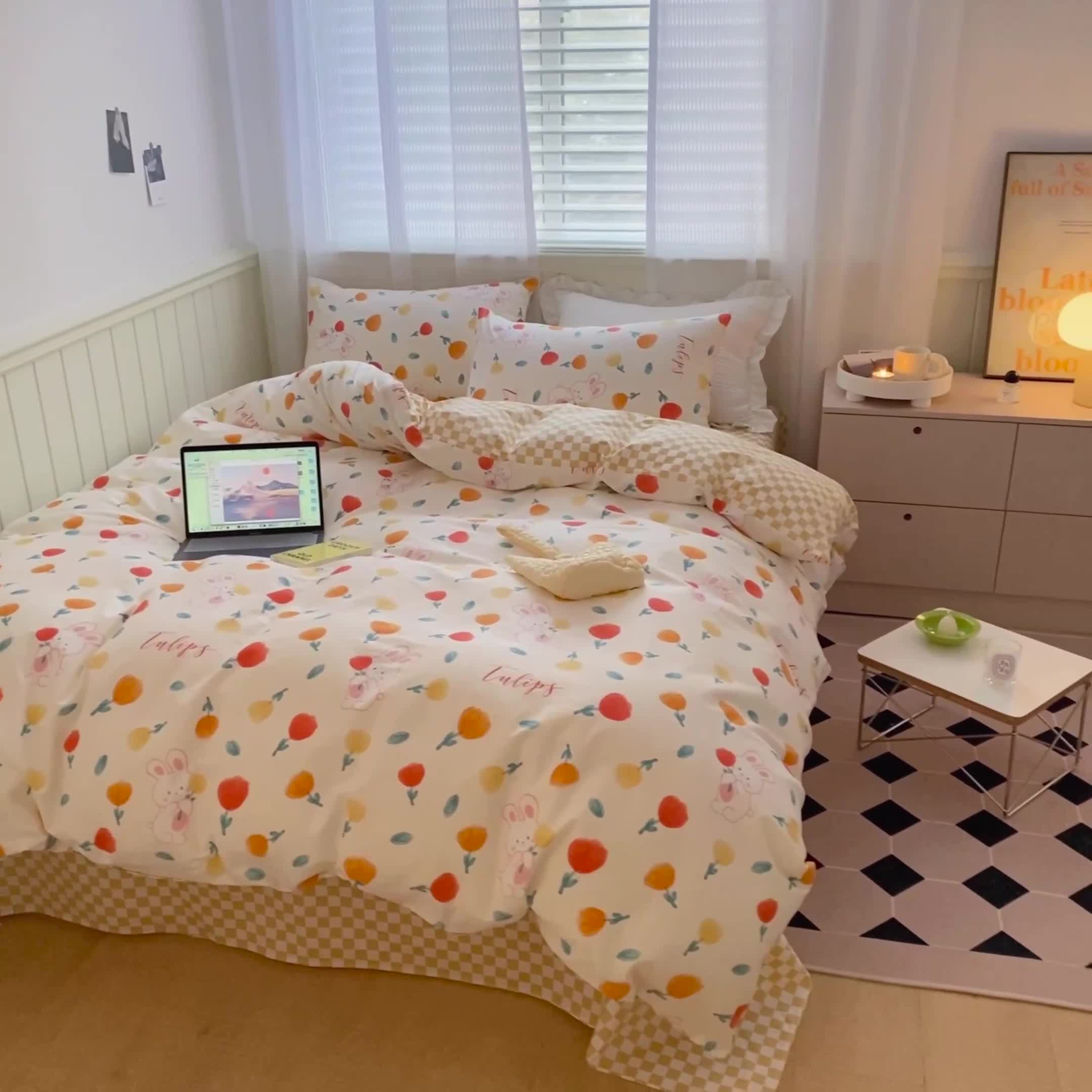 91家纺网 家纺一手货源 找家纺 雅居纺家纺 2022新款13070全棉印花四件套 很嗨兔