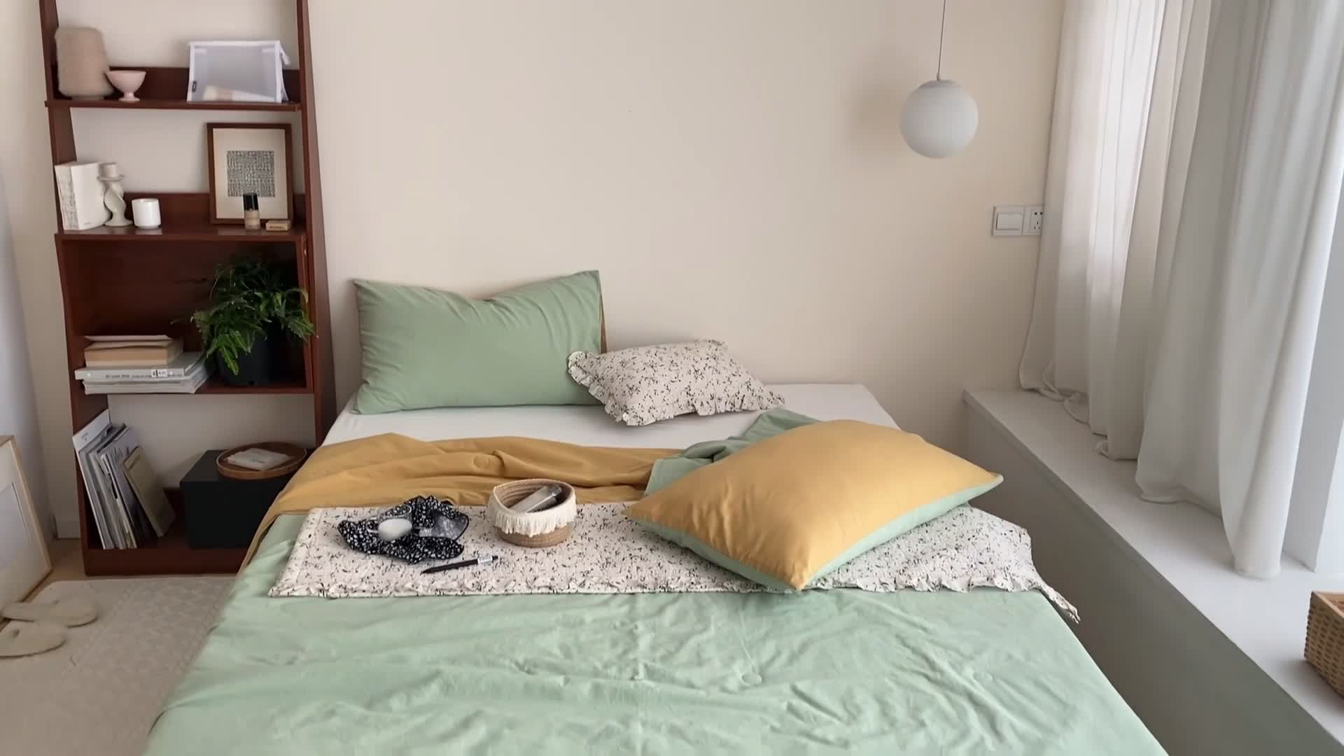 91家纺网 家纺一手货源 找家纺 梦享生活2022新款水洗棉双拼大豆纤维夏被 淡雅绿双拼蜂蜜黄