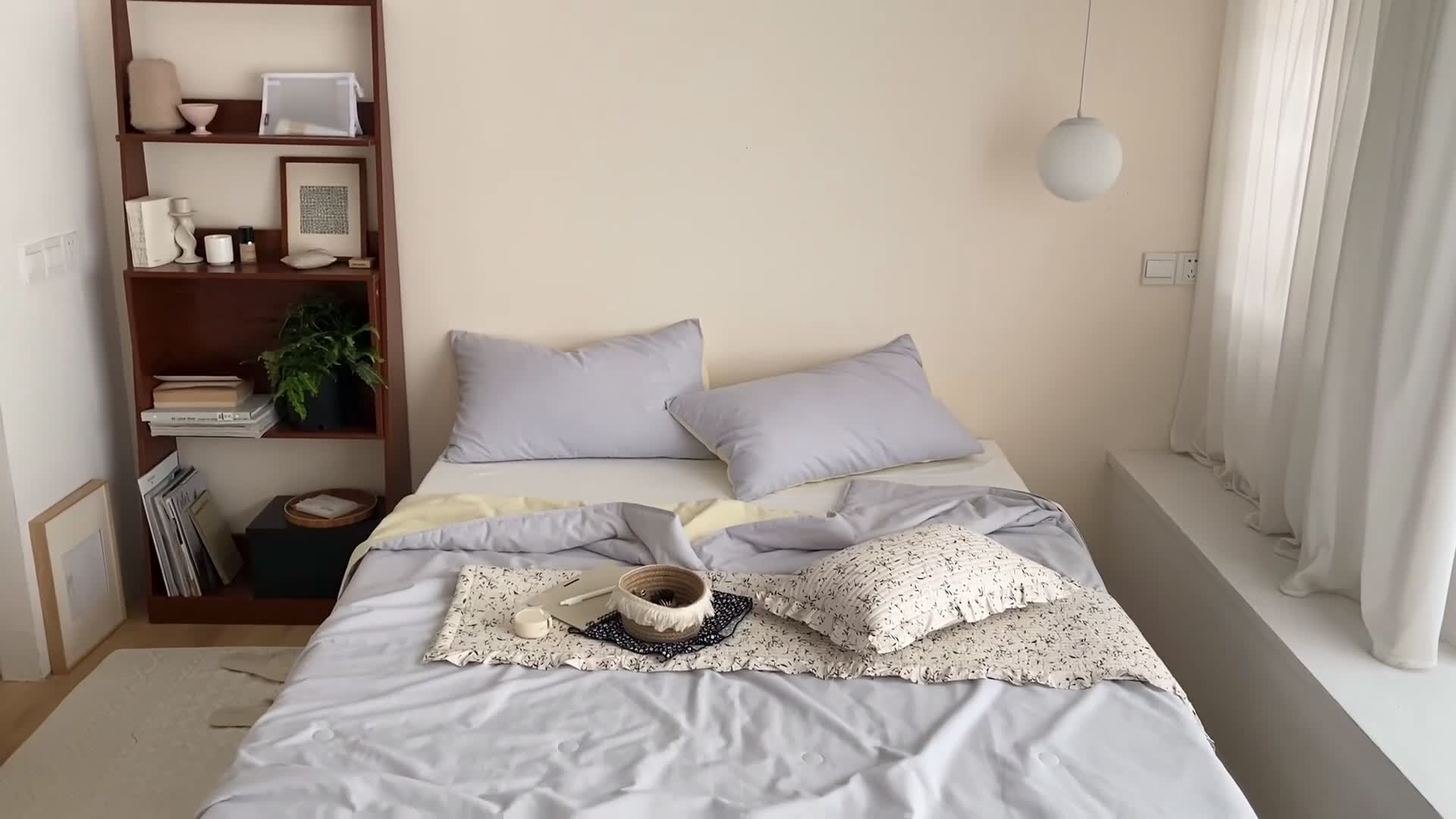 91家纺网 家纺一手货源 找家纺 梦享生活 2022新款水洗棉双拼大豆纤维夏被 新浅蓝