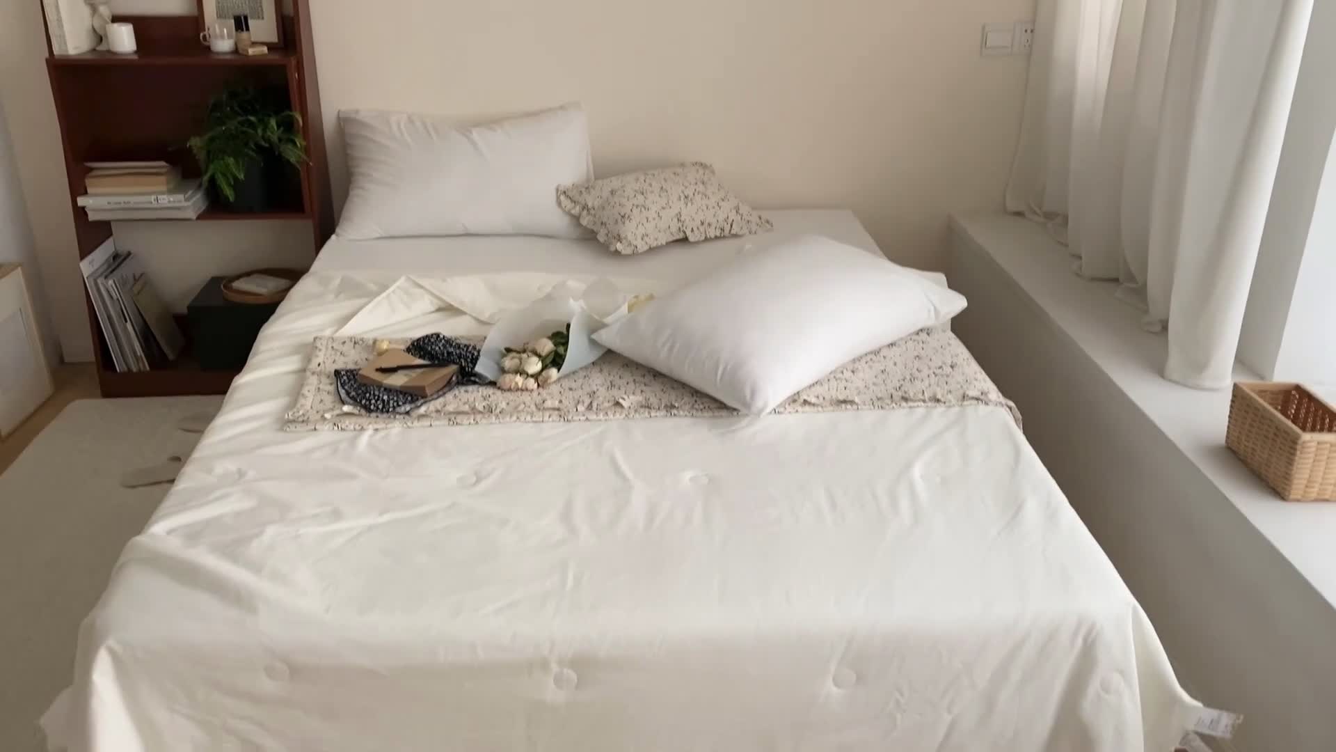 91家纺网 家纺一手货源 找家纺 梦享生活 2022新款水洗棉双拼大豆纤维夏被 一抹白