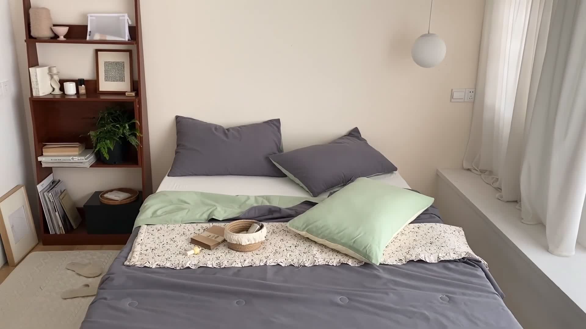 91家纺网 家纺一手货源 找家纺 梦享生活 2022新款水洗棉双拼大豆纤维夏被 芝士混搭