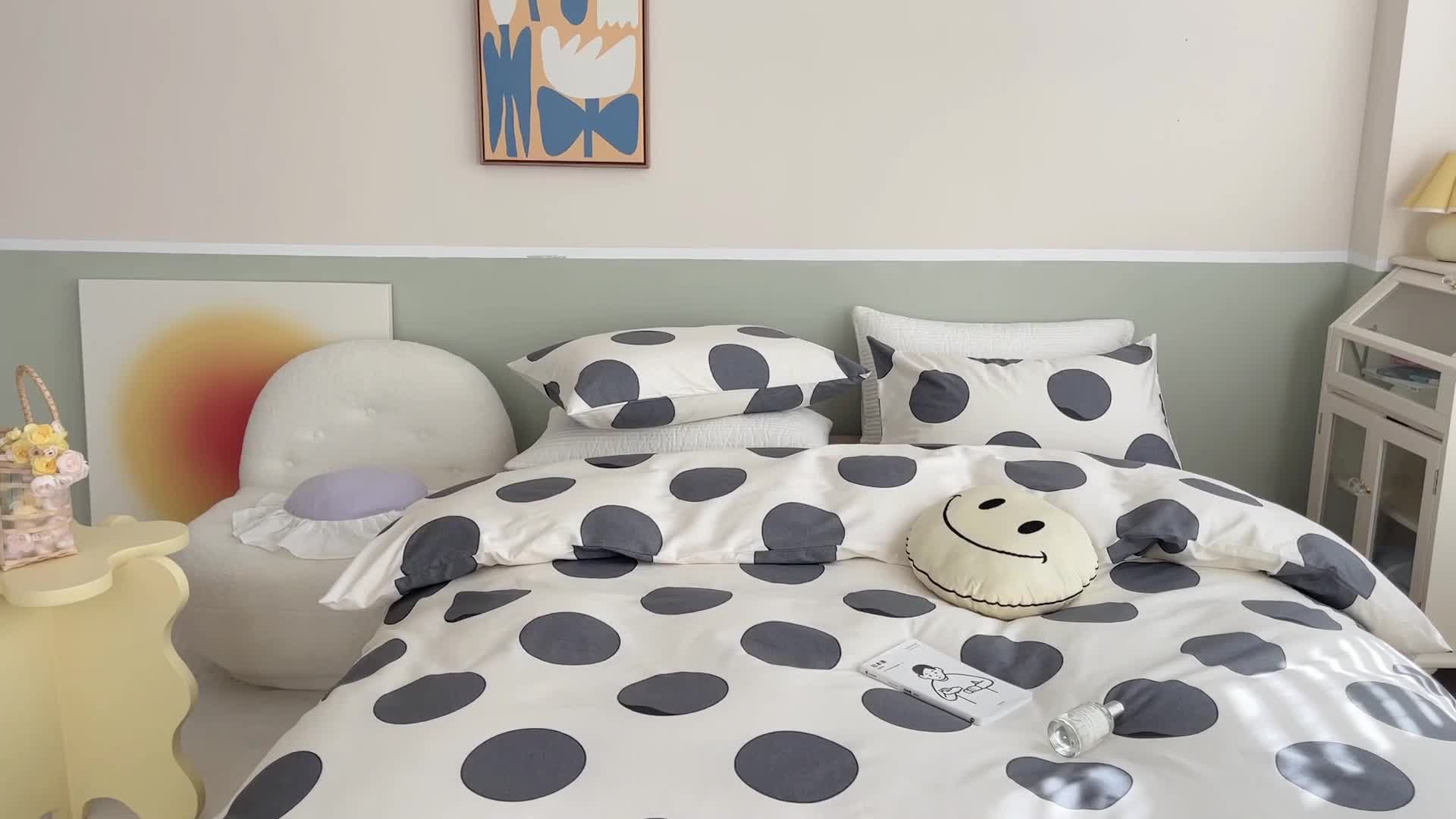 91家纺网 家纺一手货源 找家纺 时年家纺2022全棉小可爱系列8.0（会员优惠5元）黑眼豆豆