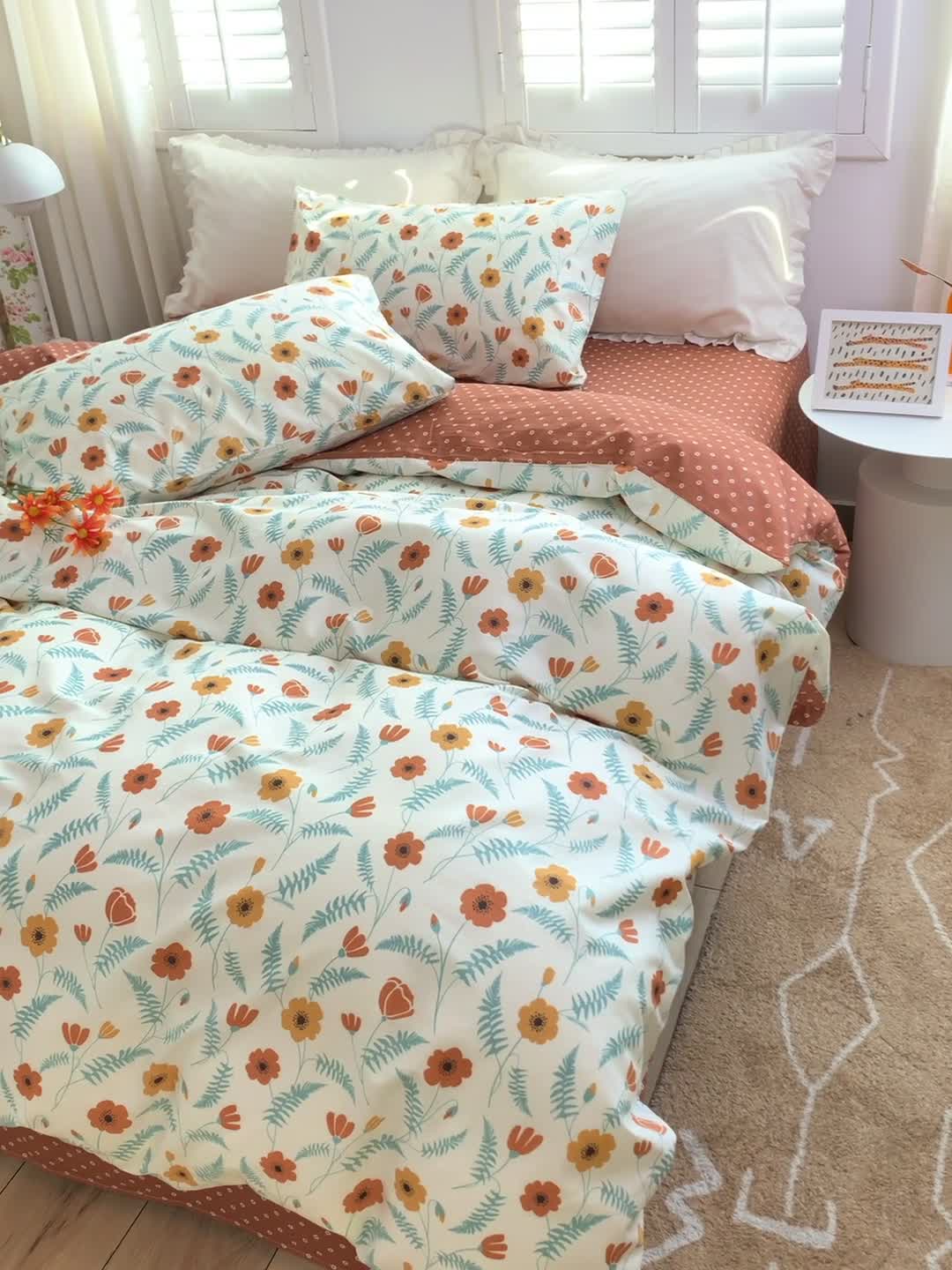 91家纺网 家纺一手货源 找家纺 怡家居 2022新款全棉田园四件套 清芳