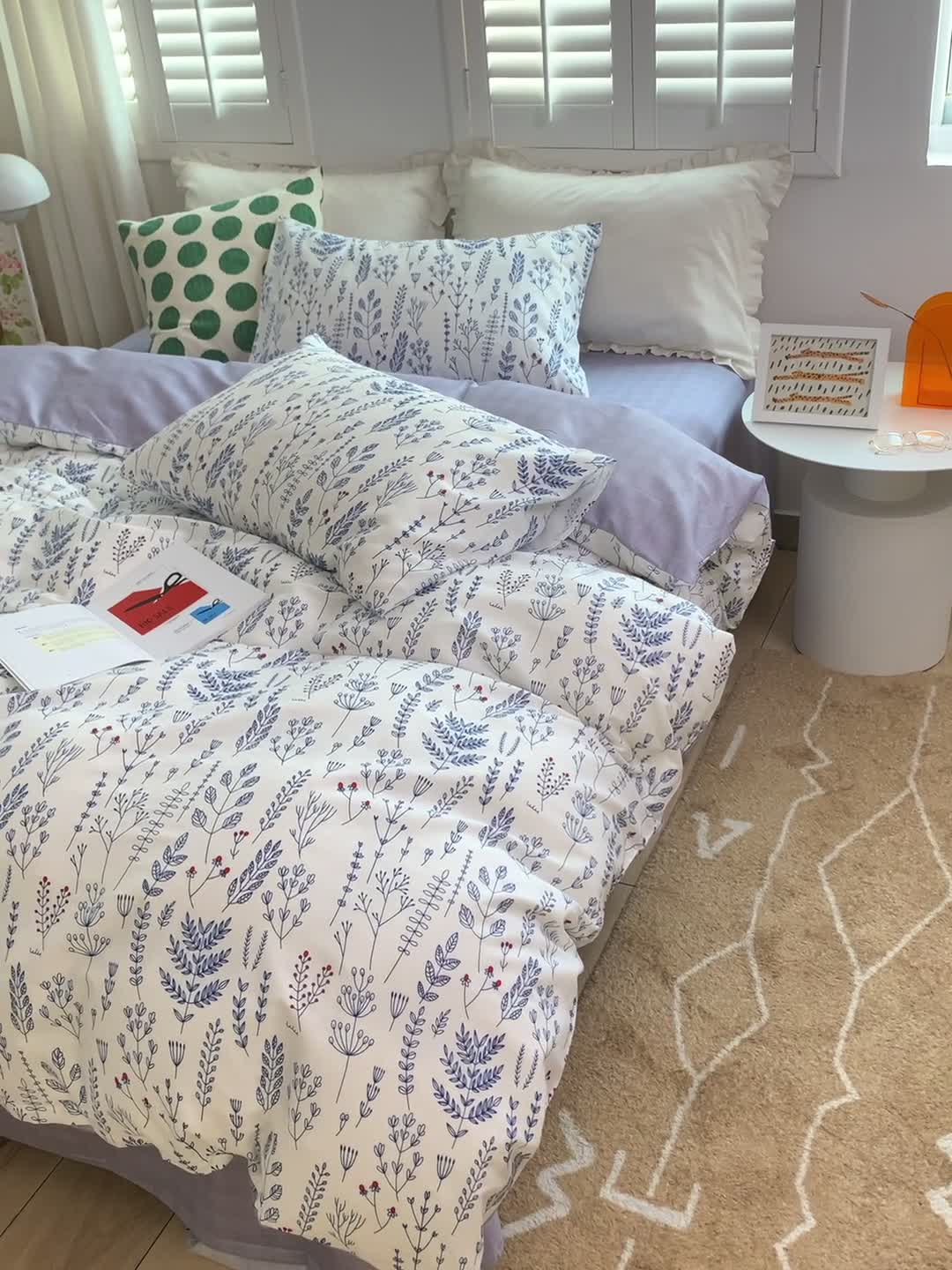 91家纺网 家纺一手货源 找家纺 怡家居 2022新款全棉田园四件套 沐白