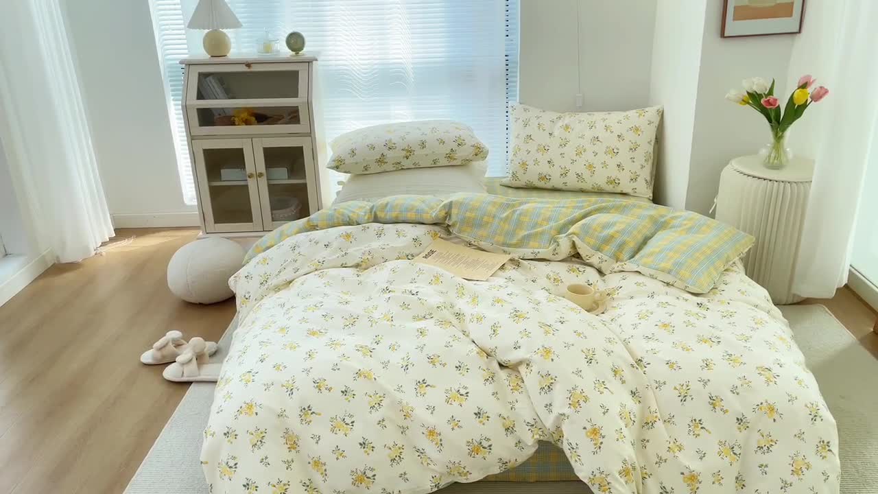 91家纺网 家纺一手货源 找家纺 怡家居 2022新款全棉田园四件套 可人