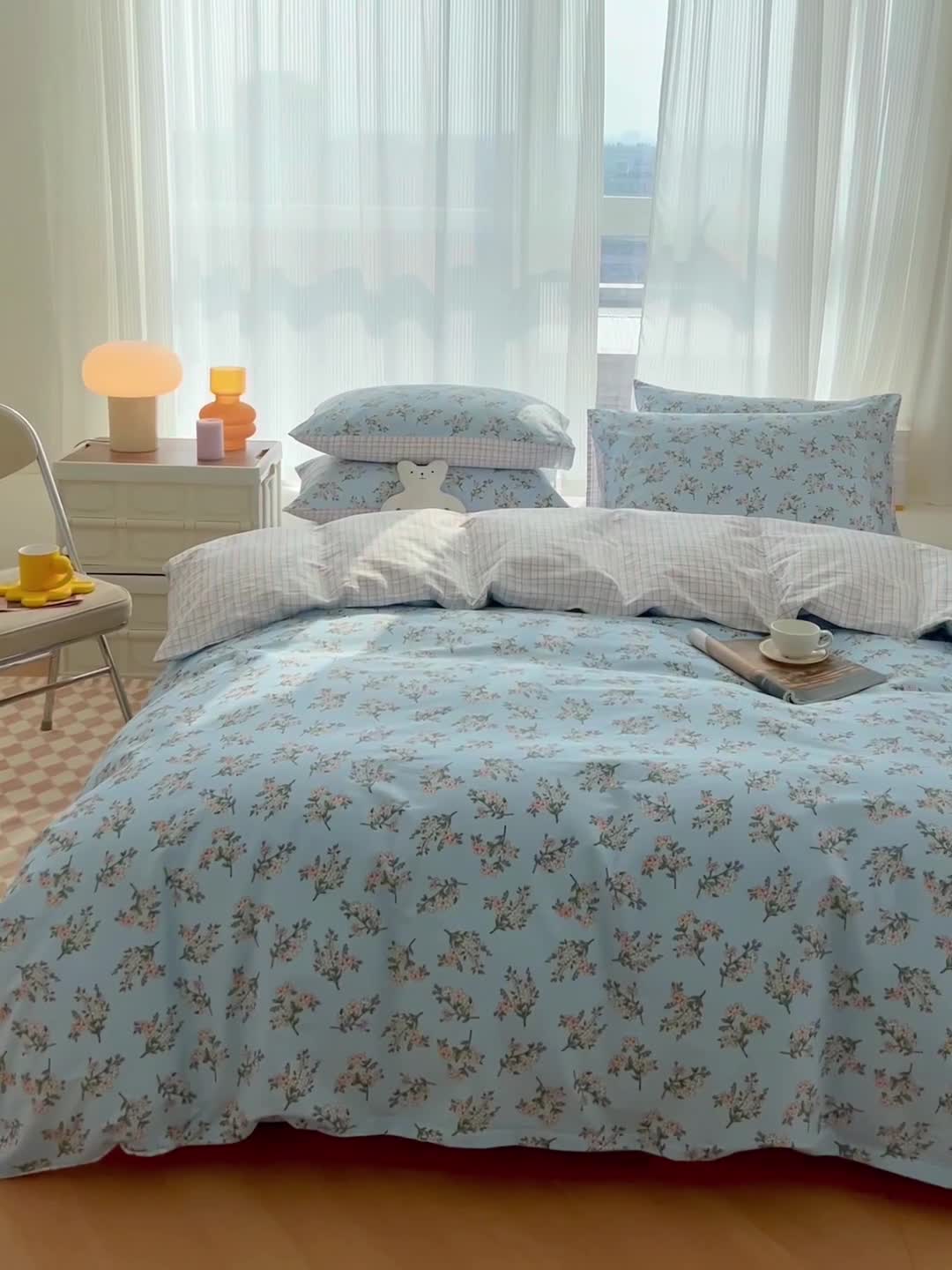 91家纺网 家纺一手货源 找家纺 感遇家纺 2022新款全棉印花四件套 花晓