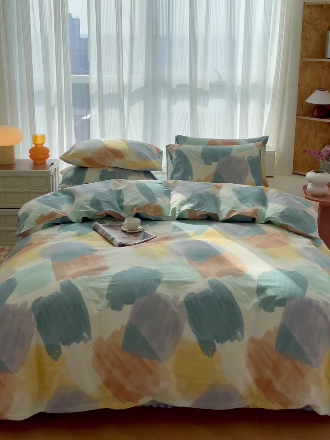 91家纺网 家纺一手货源 找家纺 感遇家纺 2022新款全棉印花四件套 时光