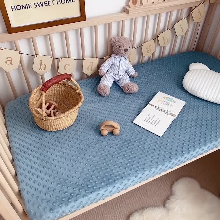 91家纺网 家纺一手货源 找家纺 星期八 2022新款豆豆绒床笠 蓝色