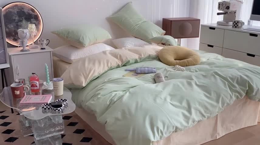 91家纺网 家纺一手货源 找家纺 （总）昔可家纺 2021新款双拼加厚磨毛四件套