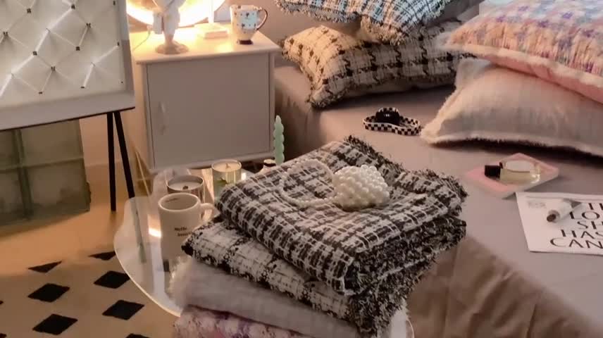 91家纺网 家纺一手货源 找家纺 （总）昔可家纺 2022新款13372全棉香香风流苏边四件套