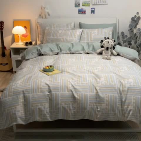 91家纺网 家纺一手货源 找家纺 晨希 2022新款全棉13372北欧风印花四件套 流金岁月