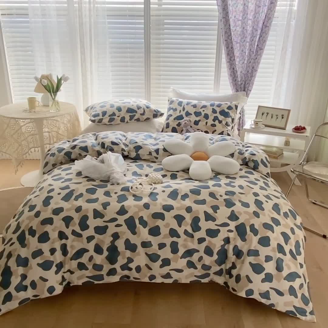 91家纺网 家纺一手货源 找家纺 珺柔家纺 2022新款13372全棉印花四件套 豹纹咖