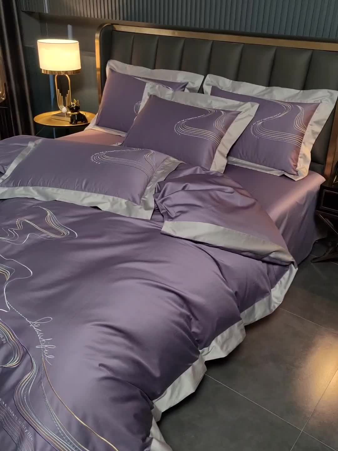 91家纺网 家纺一手货源 找家纺 瑞驰家纺 长绒棉绣花四件套-锦瑟 圣女紫